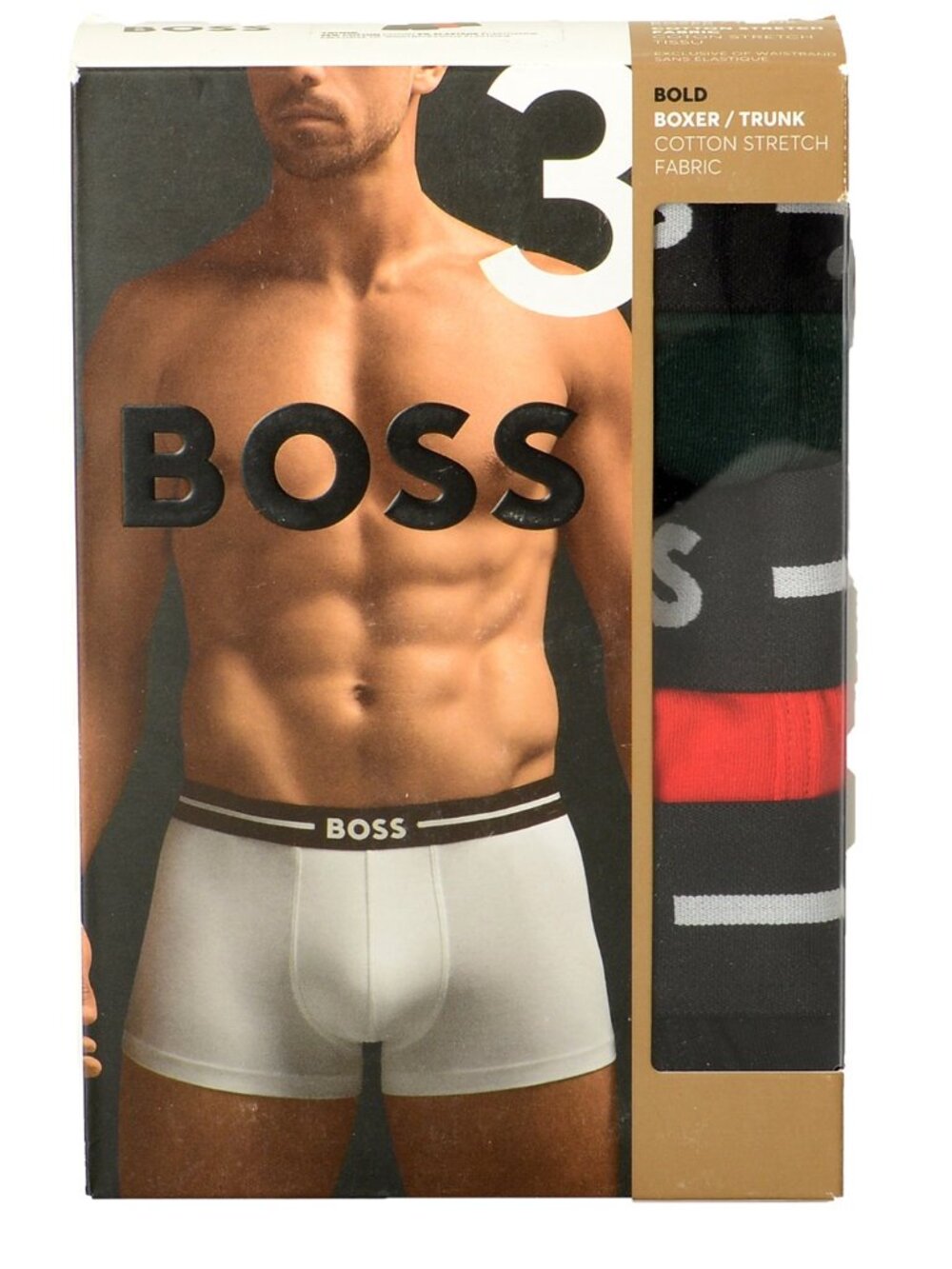 Hugo Boss Men's " 3P Bold" Logo Strap 3Pack Boxer Trunk Underwear US 2XL IT 56
